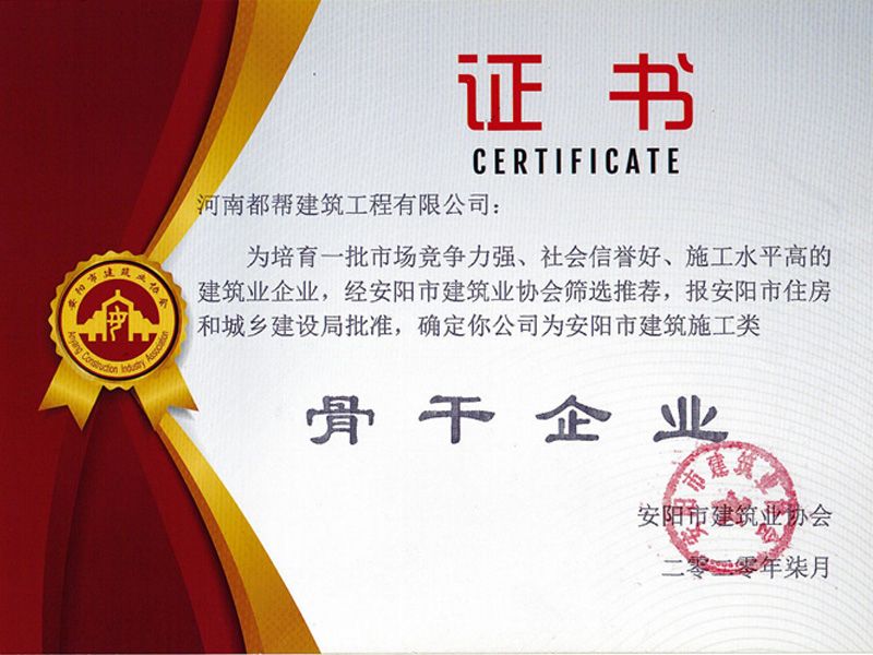 Anyang city construction industry construction backbone enterprise
